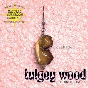 Tulgey Wood Natural Mushroom Single Dangle Earring